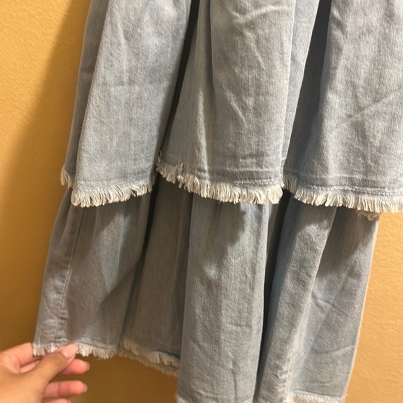 Girls Light Blue Sleeveless Dress with Fringe - Picture 4 of 4